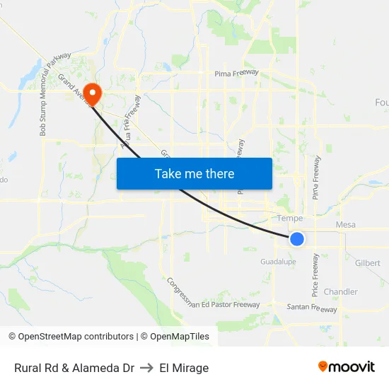 Rural Rd & Alameda Dr to El Mirage map