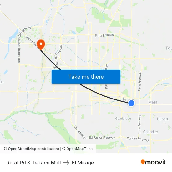Rural Rd & Terrace Mall to El Mirage map