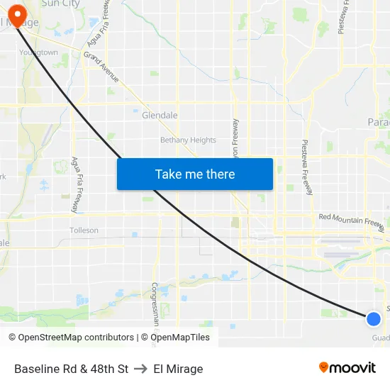 Baseline Rd & 48th St to El Mirage map