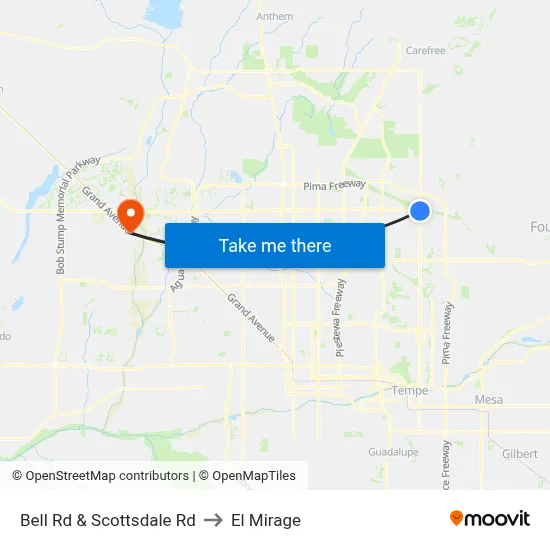 Bell Rd & Scottsdale Rd to El Mirage map