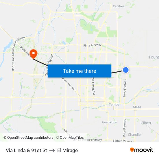 Via Linda & 91st St to El Mirage map