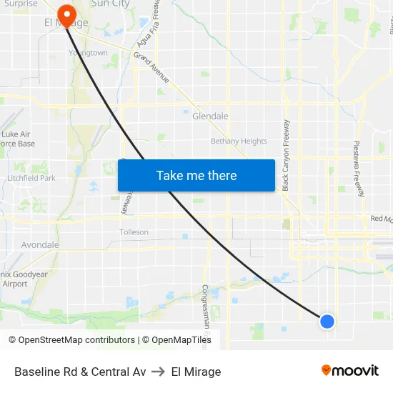 Baseline Rd & Central Av to El Mirage map