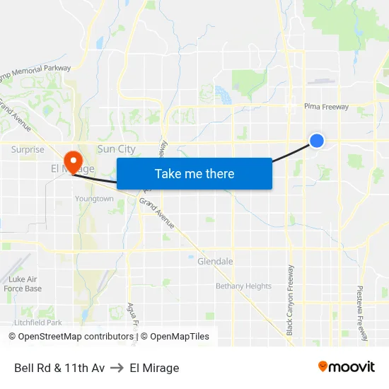 Bell Rd & 11th Av to El Mirage map