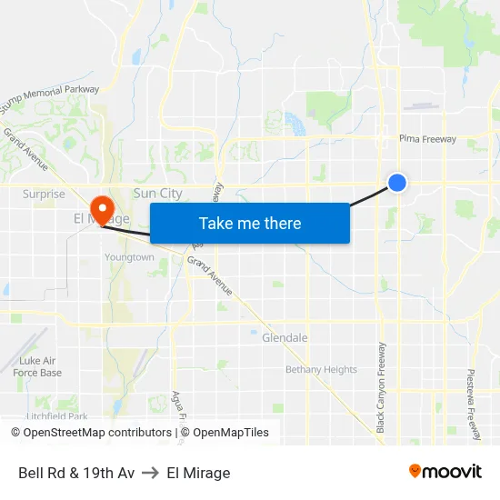 Bell Rd & 19th Av to El Mirage map