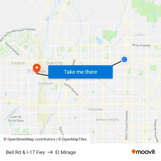 Bell Rd & I-17 Fwy to El Mirage map