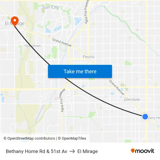 Bethany Home Rd & 51st Av to El Mirage map