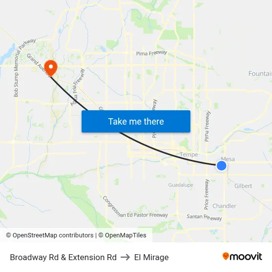 Broadway Rd & Extension Rd to El Mirage map