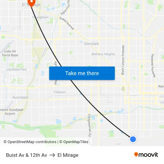 Buist Av & 12th Av to El Mirage map