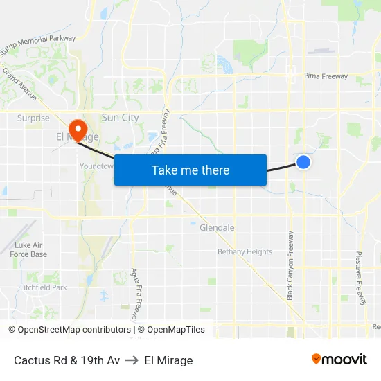 Cactus Rd & 19th Av to El Mirage map