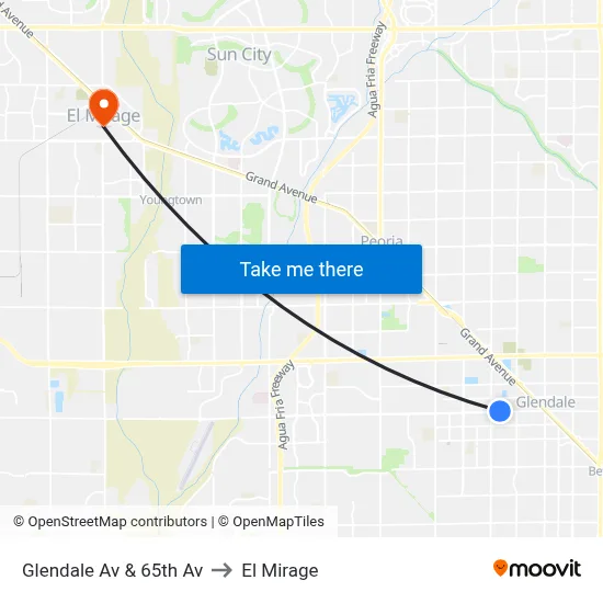 Glendale Av & 65th Av to El Mirage map