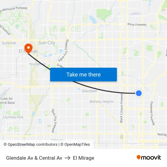 Glendale Av & Central Av to El Mirage map