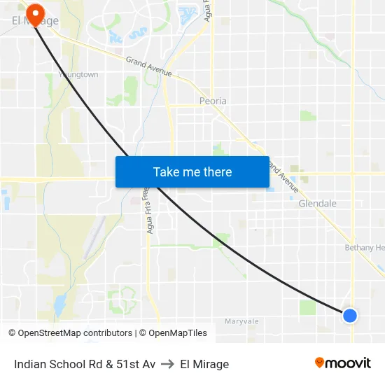 Indian School Rd & 51st Av to El Mirage map