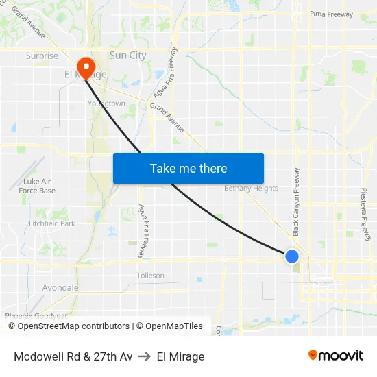 Mcdowell Rd & 27th Av to El Mirage map