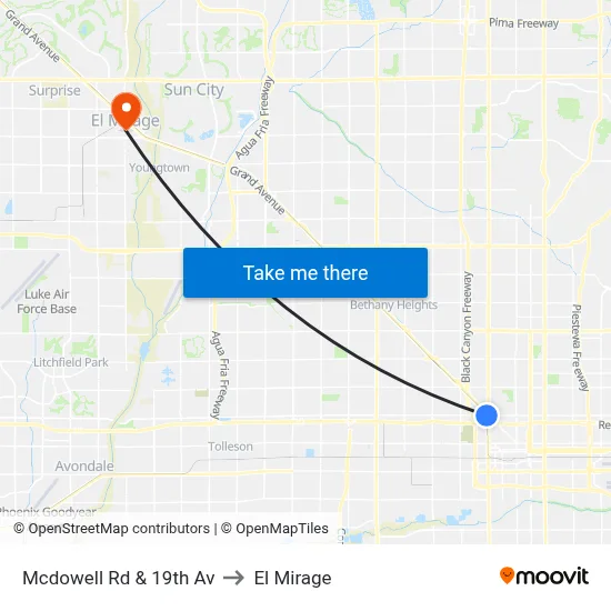 Mcdowell Rd & 19th Av to El Mirage map