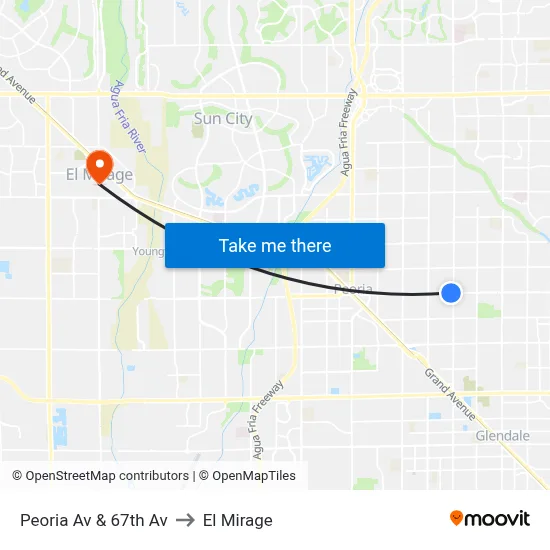 Peoria Av & 67th Av to El Mirage map