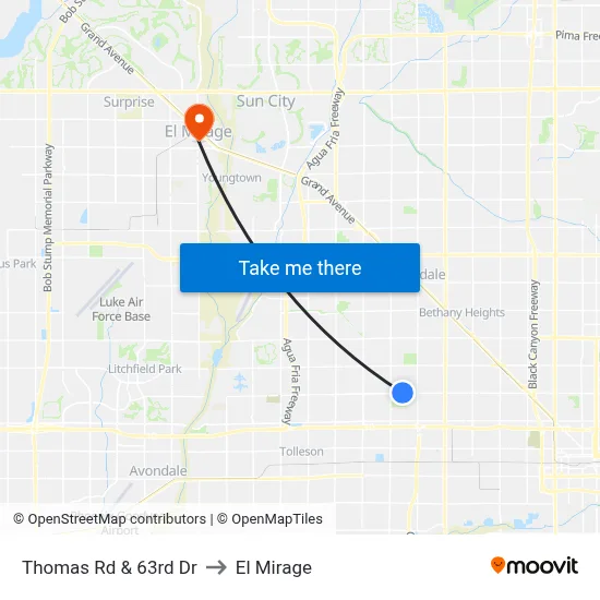 Thomas Rd & 63rd Dr to El Mirage map
