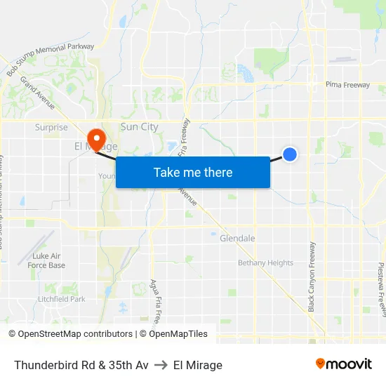 Thunderbird Rd & 35th Av to El Mirage map