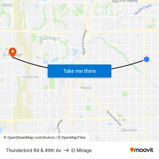 Thunderbird Rd & 49th Av to El Mirage map