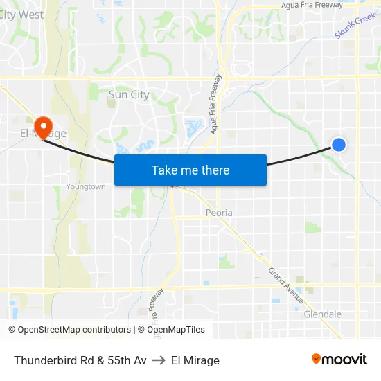Thunderbird Rd & 55th Av to El Mirage map