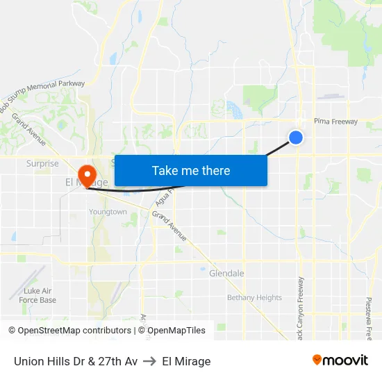 Union Hills Dr & 27th Av to El Mirage map