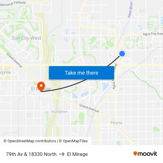 79th Av & 18330 North to El Mirage map