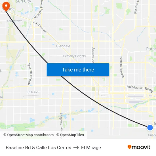 Baseline Rd & Calle Los Cerros to El Mirage map