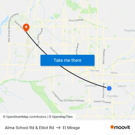 Alma School Rd & Elliot Rd to El Mirage map