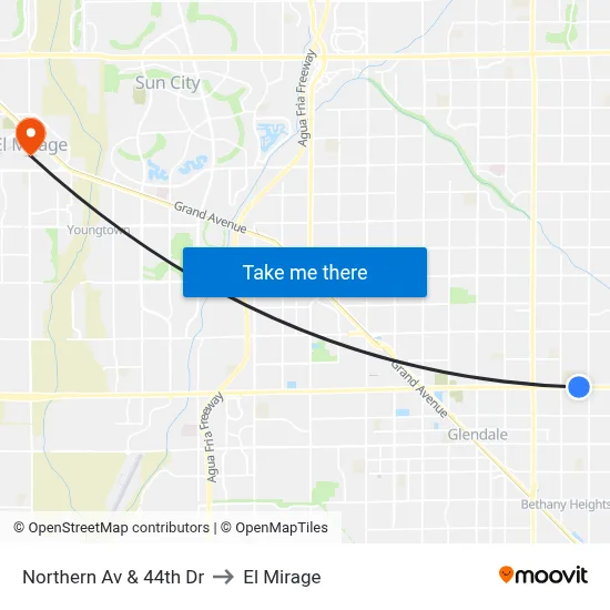 Northern Av & 44th Dr to El Mirage map