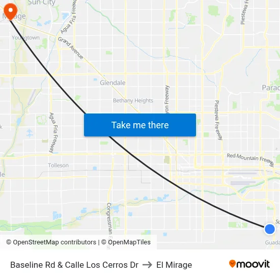Baseline Rd & Calle Los Cerros Dr to El Mirage map