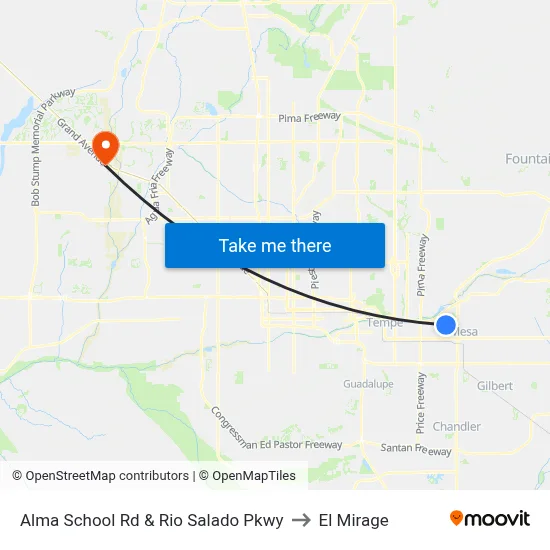 Alma School Rd & Rio Salado Pkwy to El Mirage map