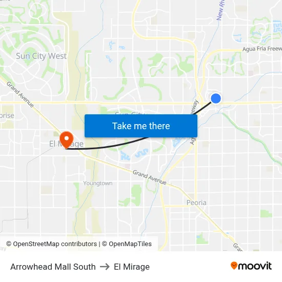 Arrowhead Mall South to El Mirage map