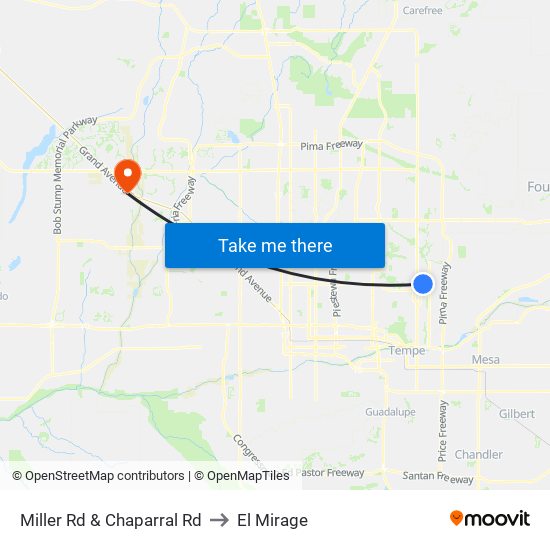 Miller Rd & Chaparral Rd to El Mirage map