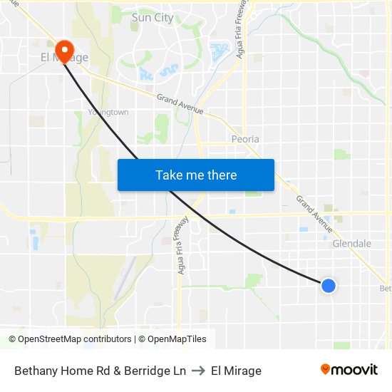 Bethany Home Rd & Berridge Ln to El Mirage map