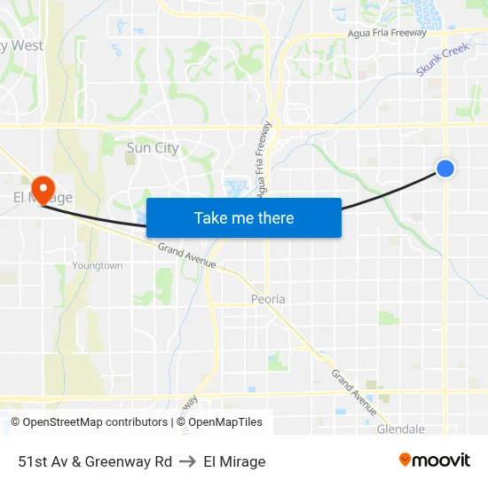 51st Av & Greenway Rd to El Mirage map