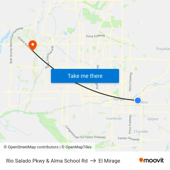 Rio Salado Pkwy & Alma School Rd to El Mirage map