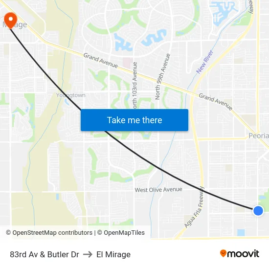 83rd Av & Butler Dr to El Mirage map