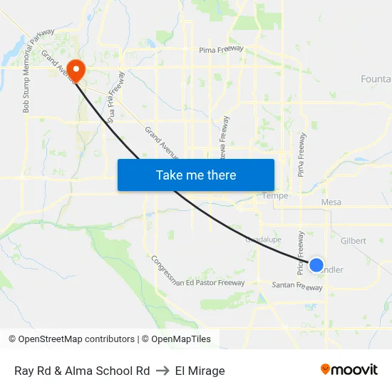 Ray Rd & Alma School Rd to El Mirage map