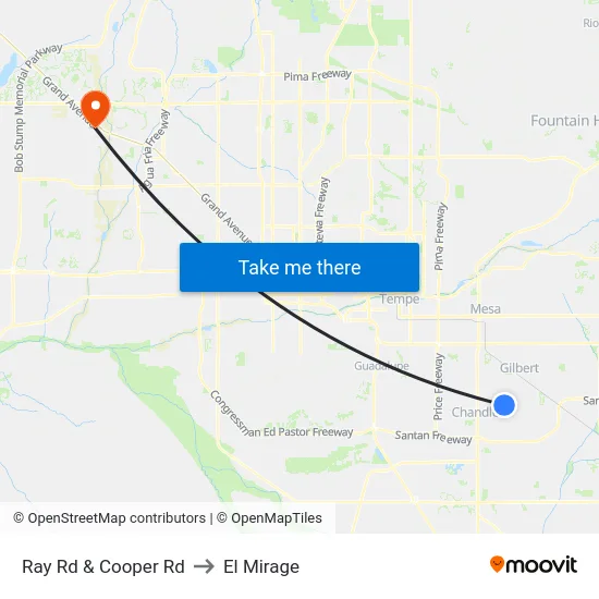 Ray Rd & Cooper Rd to El Mirage map