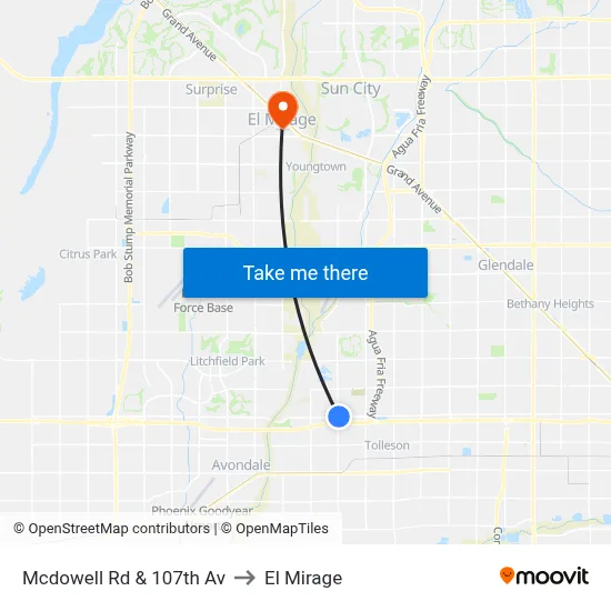 Mcdowell Rd & 107th Av to El Mirage map