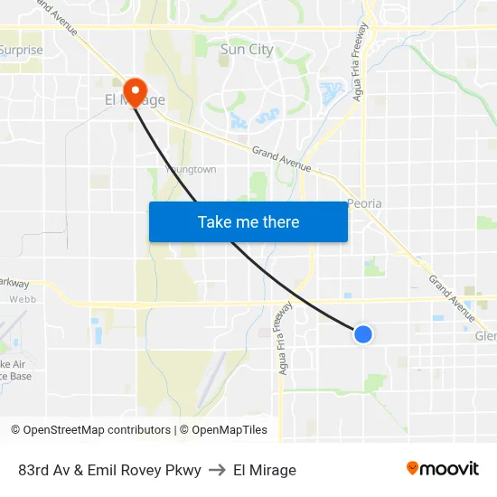 83rd Av & Emil Rovey Pkwy to El Mirage map