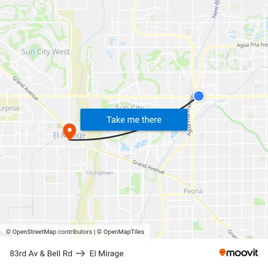 83rd Av & Bell Rd to El Mirage map