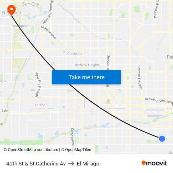 40th St & St Catherine Av to El Mirage map