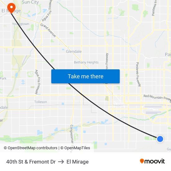 40th St & Fremont Dr to El Mirage map