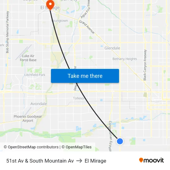 51st Av & South Mountain Av to El Mirage map