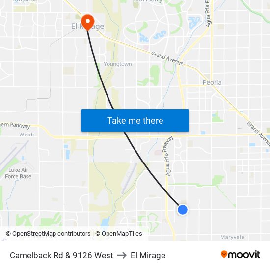 Camelback Rd & 9126 West to El Mirage map