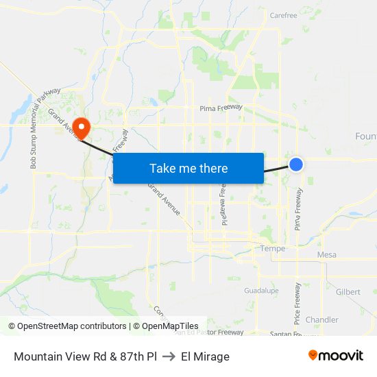 Mountain View Rd & 87th Pl to El Mirage map