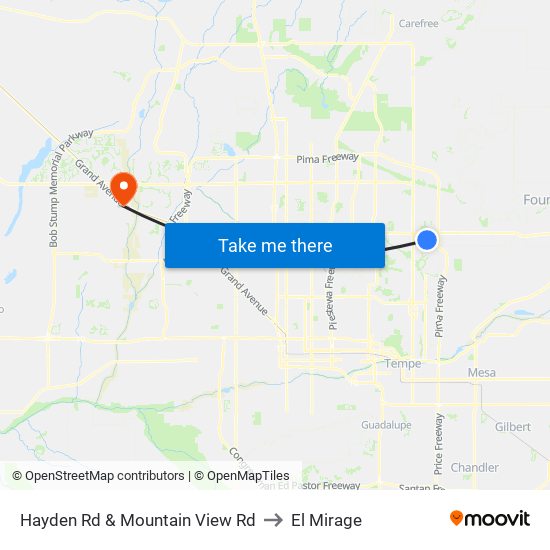 Hayden Rd & Mountain View Rd to El Mirage map