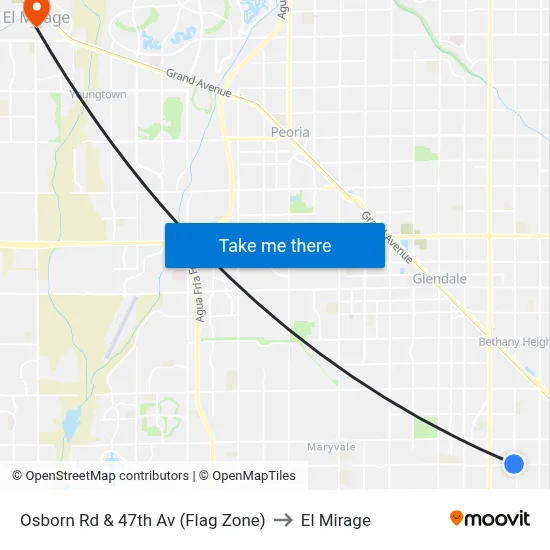 Osborn Rd & 47th Av (Flag Zone) to El Mirage map