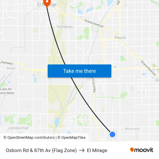 Osborn Rd & 87th Av (Flag Zone) to El Mirage map