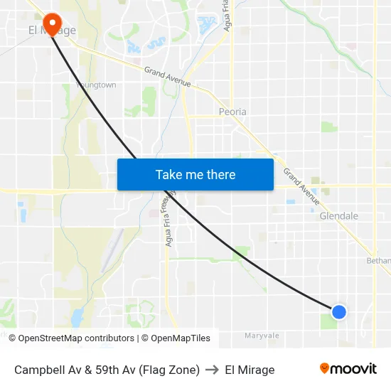 Campbell Av & 59th Av (Flag Zone) to El Mirage map